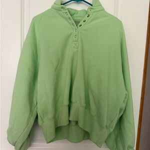 Altar'd State Green Oversized Polo Sweatshirt